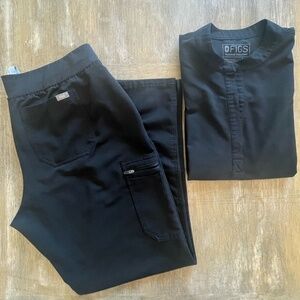 FIGS Black SET-Yola Skinny Pant (Regular) Women's XL AND Rafaela Top L